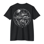 Black Salt Reapers fishing shirt featuring giant kraken eye, ocean tentacles, and offshore fishing vessel artwork