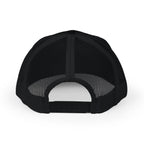 Black CastNReel trucker hat with mesh back and adjustable snap closure