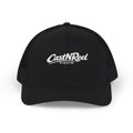 Black CastNReel trucker hat with light embroidered fishing logo