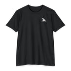 Black CastNReel Shark Logo Shirt front with minimalist shark fin chest logo