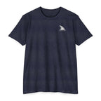 Midnight Navy CastNReel Shark Logo Shirt front with minimalist shark fin chest logo
