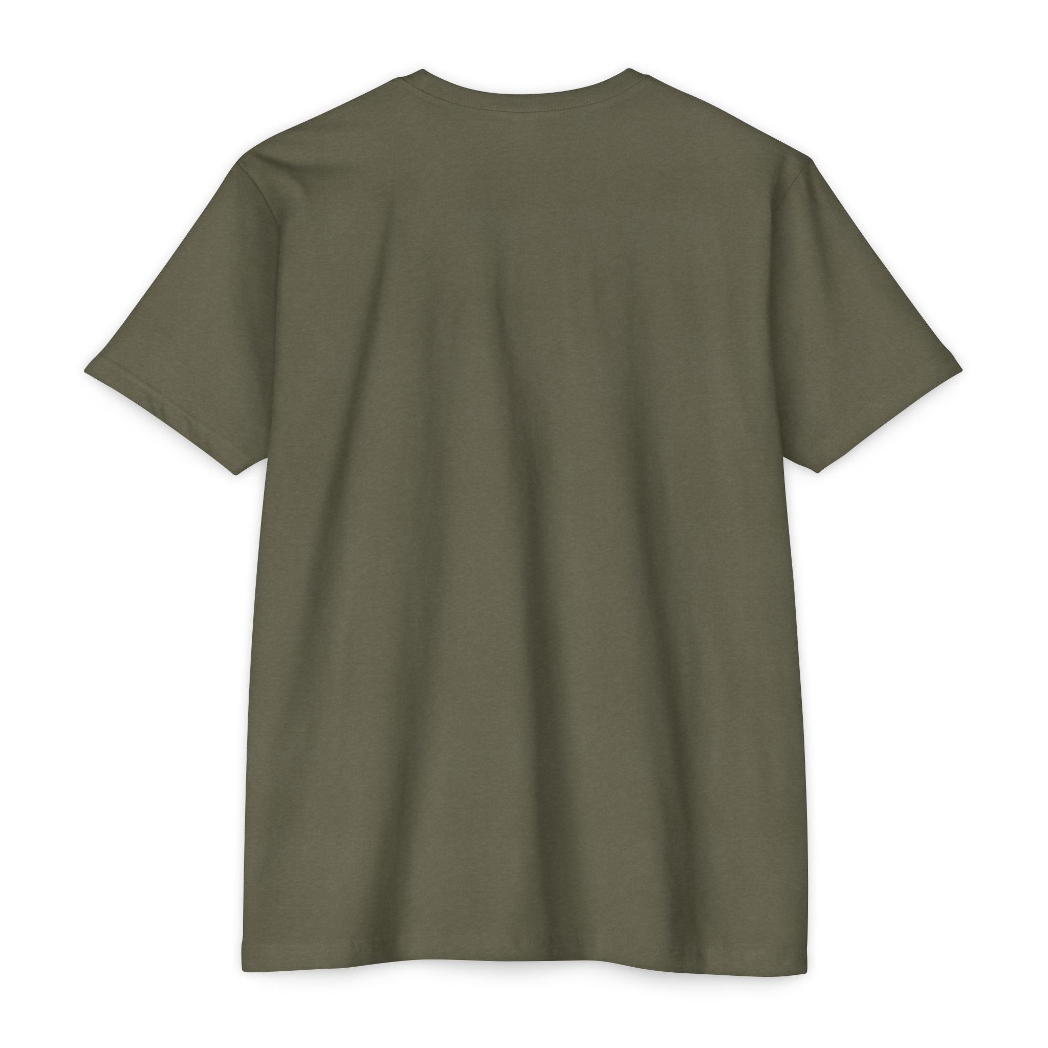 Military Green CastNReel Shark Logo Shirt back with no graphic