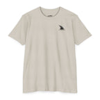 Sand CastNReel Shark Logo Shirt front with minimalist shark fin chest logo