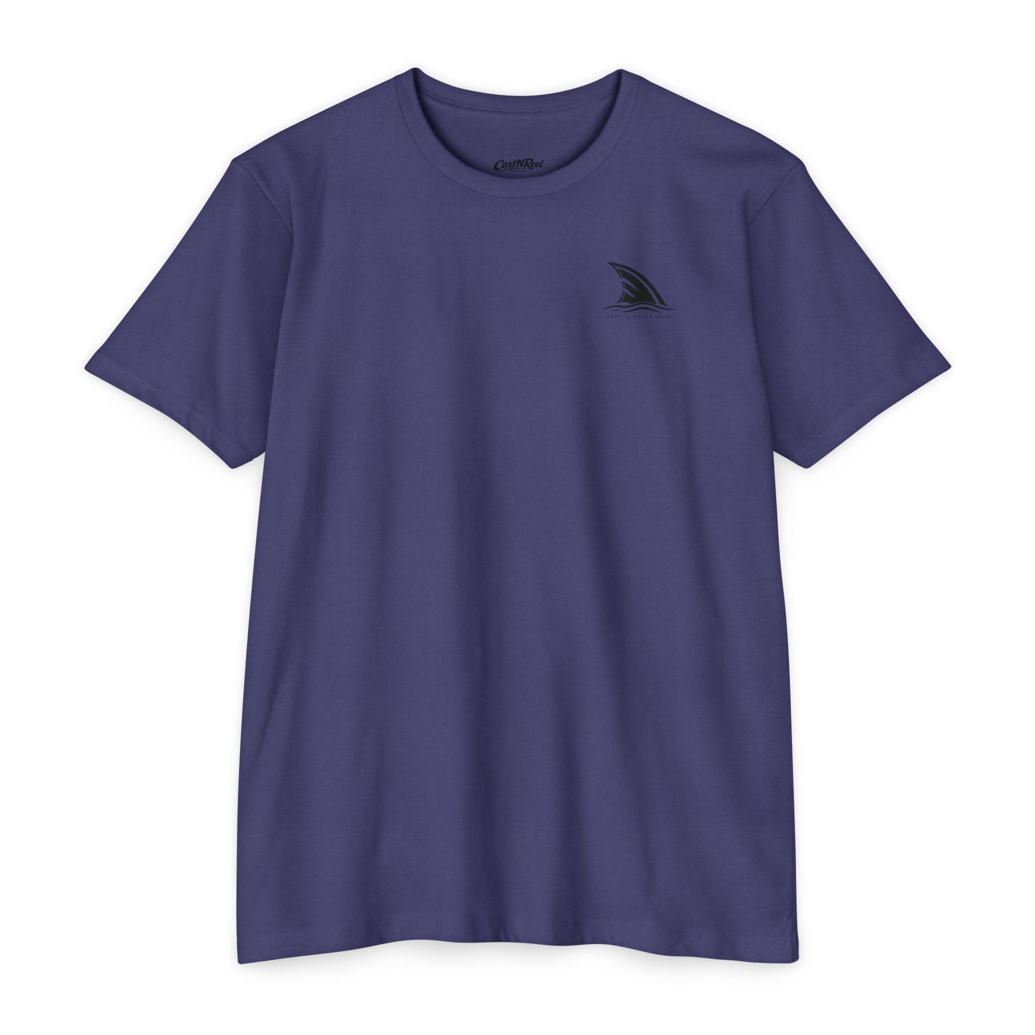 Storm CastNReel Shark Logo Shirt front with minimalist shark fin chest logo