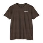 Front of espresso CastNReel Fishin shirt with minimalist chest logo