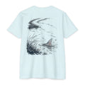 Ice blue South Texas Tailing Redfish fishing shirt featuring a red drum tail breaking the surface in a Laguna Madre marsh