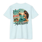 Ice Blue Make Waves Mermaid Shirt back with mermaid beach lighthouse graphic