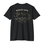 Black Midnight Gator Shirt back featuring an alligator in a moonlit swamp scene