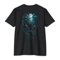 Black Midnight Kraken Shirt back with dark kraken octopus ocean graphic under moonlight