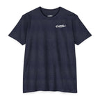 Front of midnight navy CastNReel Fishin shirt with minimalist chest logo