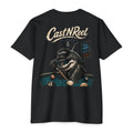 Black Pool Shark Shirt back with shark playing billiards and vintage pool hall graphic