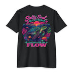 Black Salty Soul Ocean Heart Shirt back with colorful sea turtle beach graphic