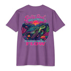 Purple Rush Salty Soul Ocean Heart Shirt back with colorful sea turtle beach graphic