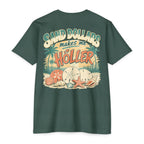 Forest Green Sand Dollars Makes Me Holler Shirt back with beach sand dollar graphic