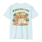 Ice Blue Sand Dollars Makes Me Holler Shirt back with beach sand dollar graphic