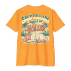 Orange Sand Dollars Makes Me Holler Shirt back with beach sand dollar graphic