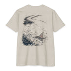Sand South Texas Tailing Redfish fishing shirt featuring a red drum tail breaking the surface in a Laguna Madre marsh