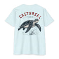 Ice Blue Sea Turtle Fishing Shirt featuring a vintage sea turtle illustration