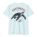 Ice Blue Sea Turtle Fishing Shirt featuring a vintage sea turtle illustration