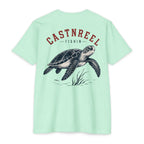 Mint Sea Turtle Fishing Shirt featuring a vintage sea turtle illustration