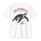 White Sea Turtle Fishing Shirt featuring a vintage sea turtle illustration