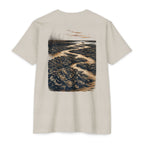 Sand South Texas Oyster Reef Shirt featuring coastal oyster reefs, marsh grass, and winding tidal creeks