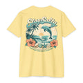 Banana Cream Stay Salty Dolphin Shirt back with retro dolphin beach sunset graphic