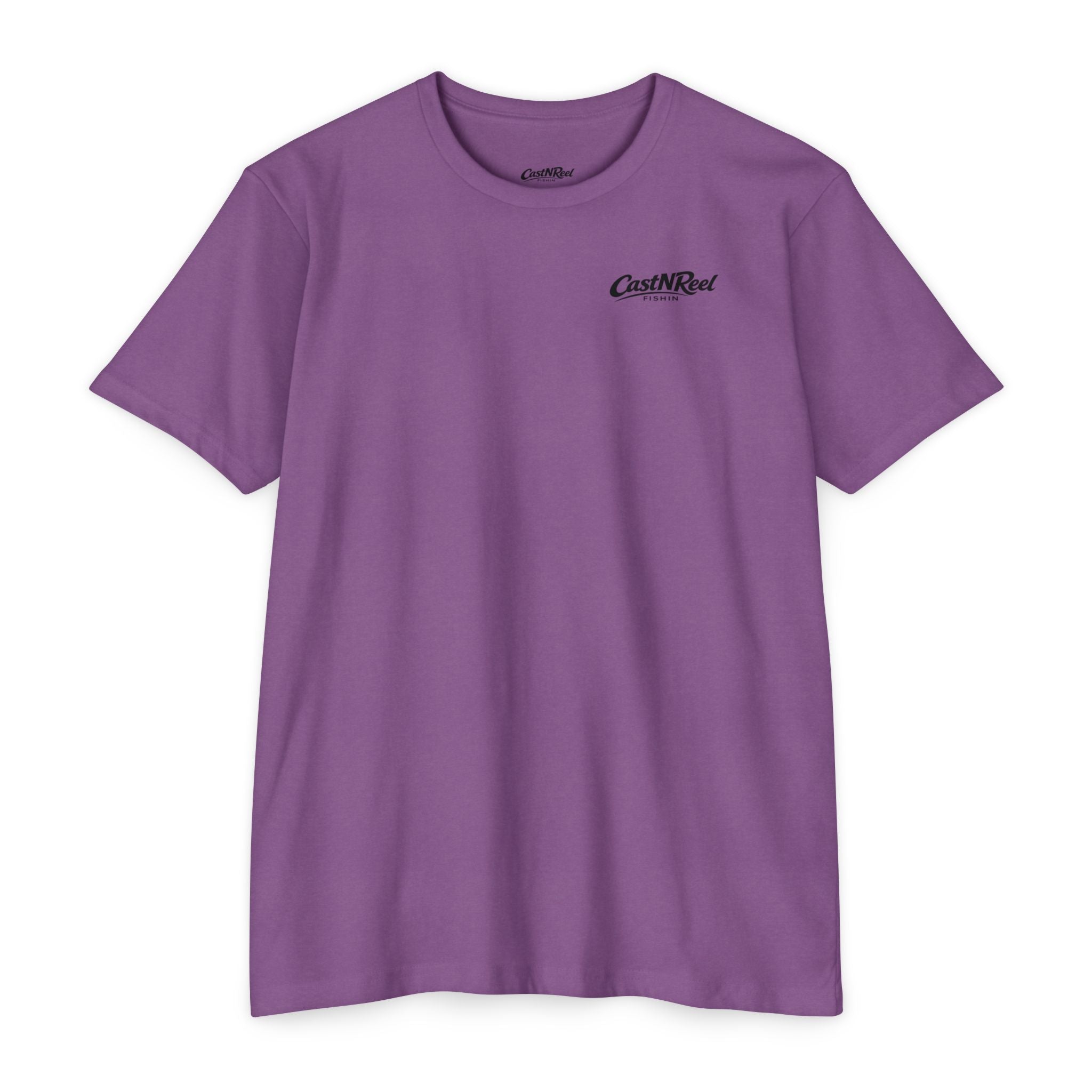 Purple Rush Stay Salty Mermaid Shirt front with CastNReel Fishin logo