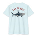 Ice Blue Vintage Great White Shark Shirt back with detailed great white shark graphic