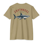 Light Olive Vintage Great White Shark Shirt back with a detailed great white shark graphic