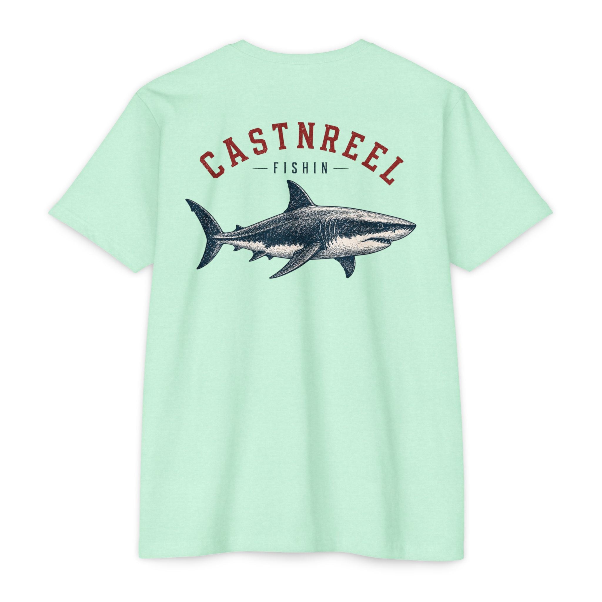 Mint Vintage Great White Shark Shirt back with a detailed great white shark graphic