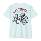 Ice Blue Vintage Octopus Shirt back with detailed nautical octopus graphic