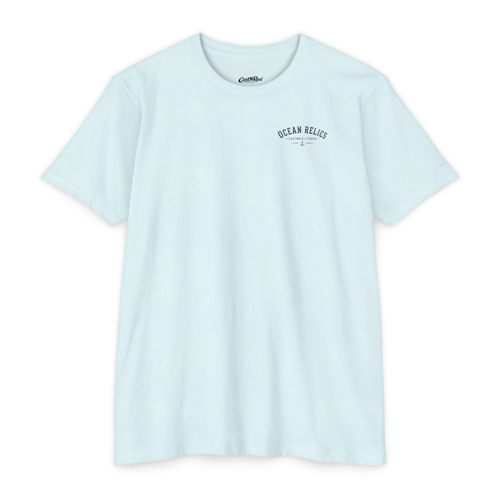 Ice Blue Vintage Octopus Shirt front with Ocean Relics chest logo