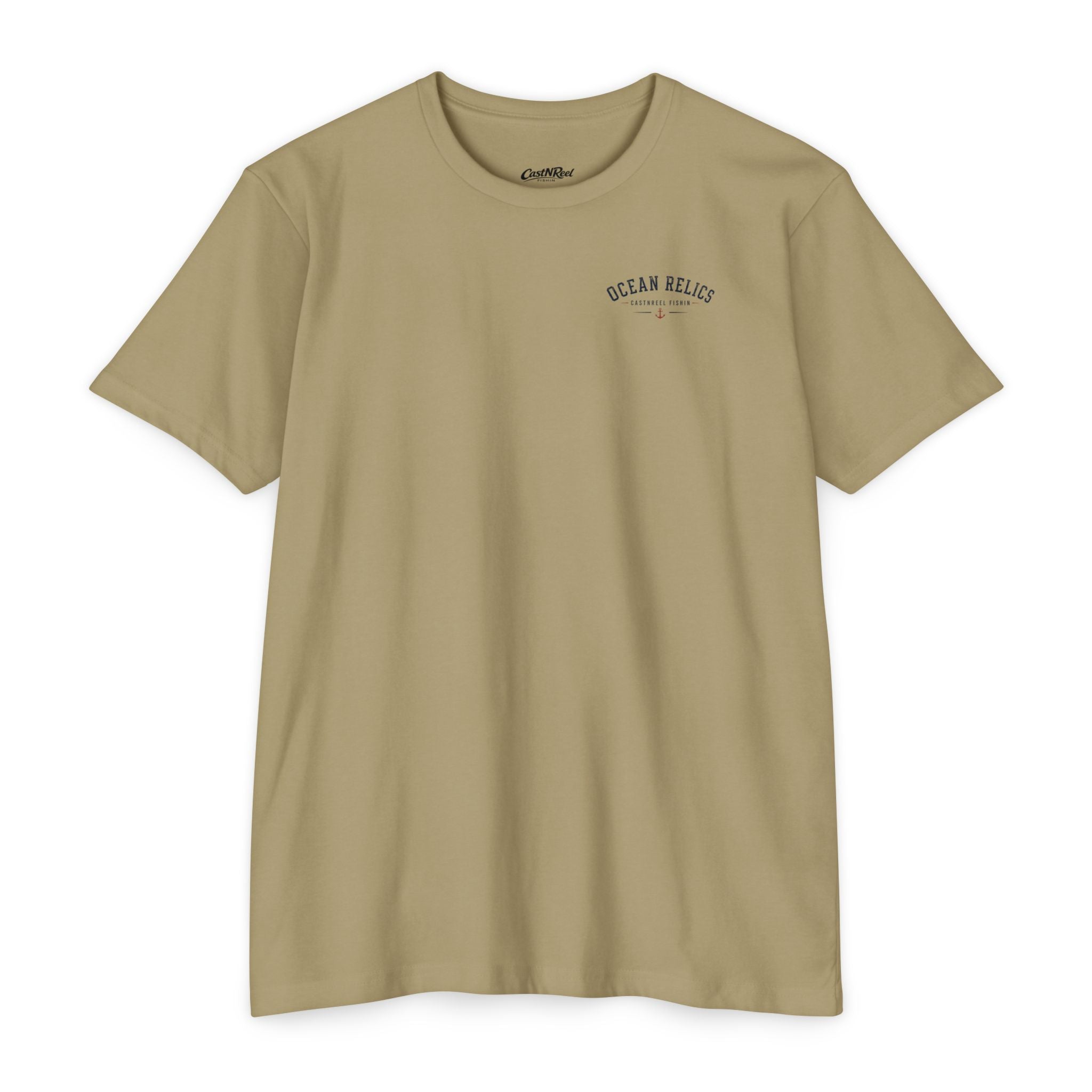 Light Olive Vintage Octopus Shirt front with Ocean Relics chest logo