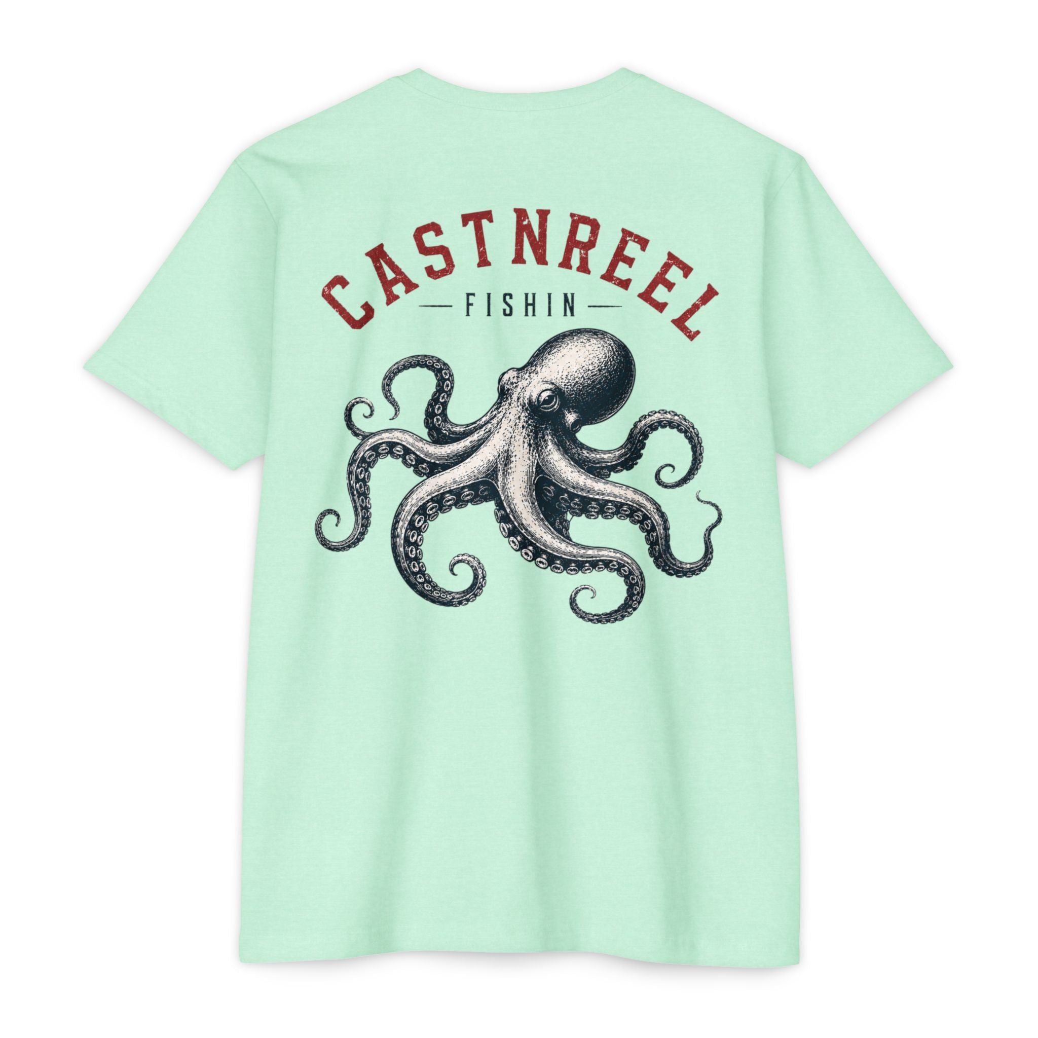 Mint Vintage Octopus Shirt back with detailed nautical octopus graphic