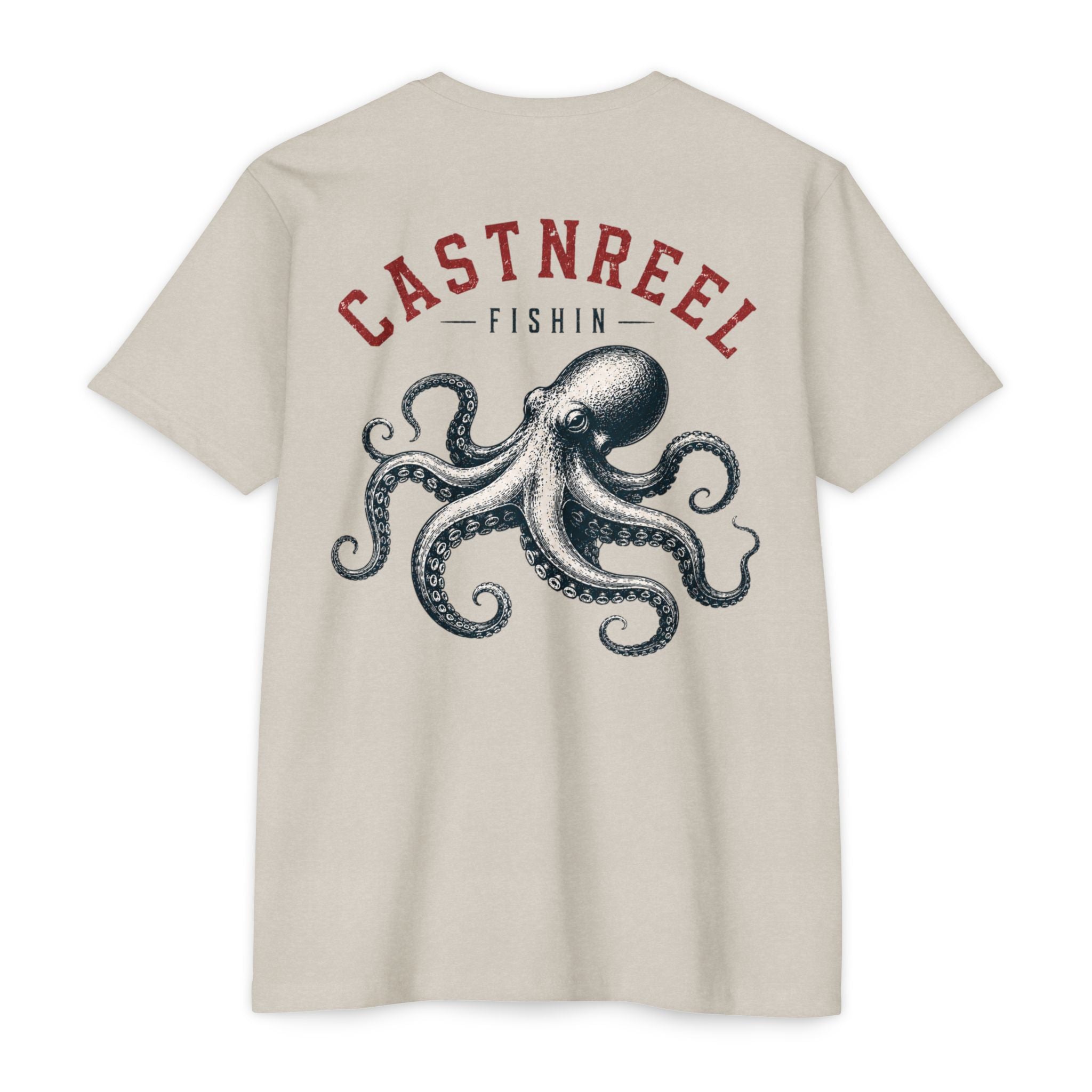 Sand Vintage Octopus Shirt back with detailed nautical octopus graphic