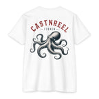 White Vintage Octopus Shirt back with detailed nautical octopus graphic
